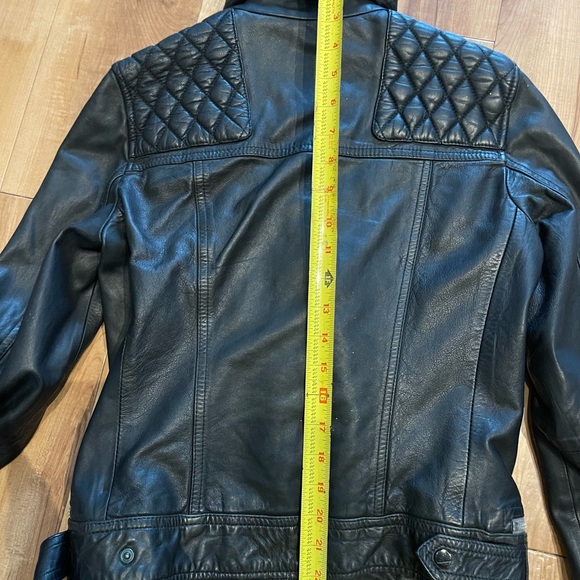 All Saints Black Leather Jacket, size 6 - Picture 3 of 8